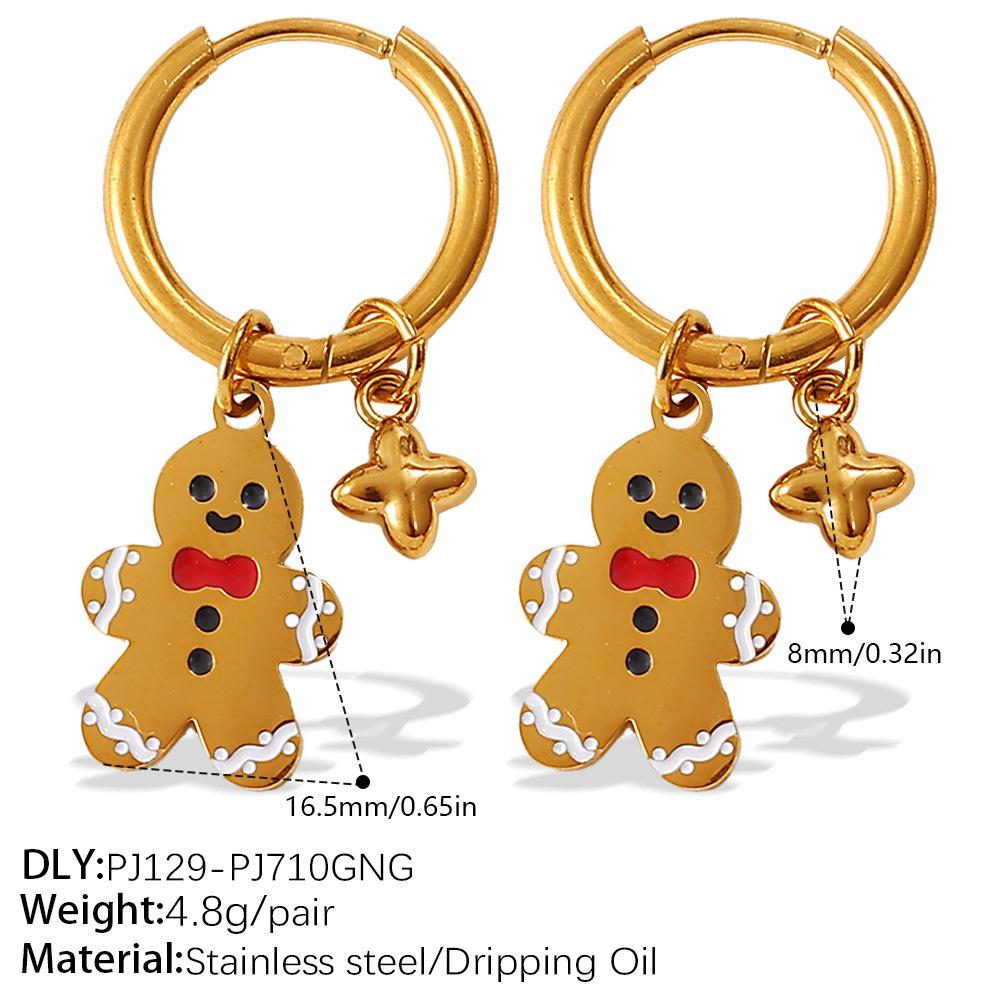18K Gold Plated DIY Gingerbread Man Earrings - Festive Christmas Collection