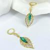 Серьги-подвески с длинными кисточками в форме листа зеленого циркония для женщин, темпераментный подарок, бижутерия, корейские ювелирные изделия, подвески, букле д'орей