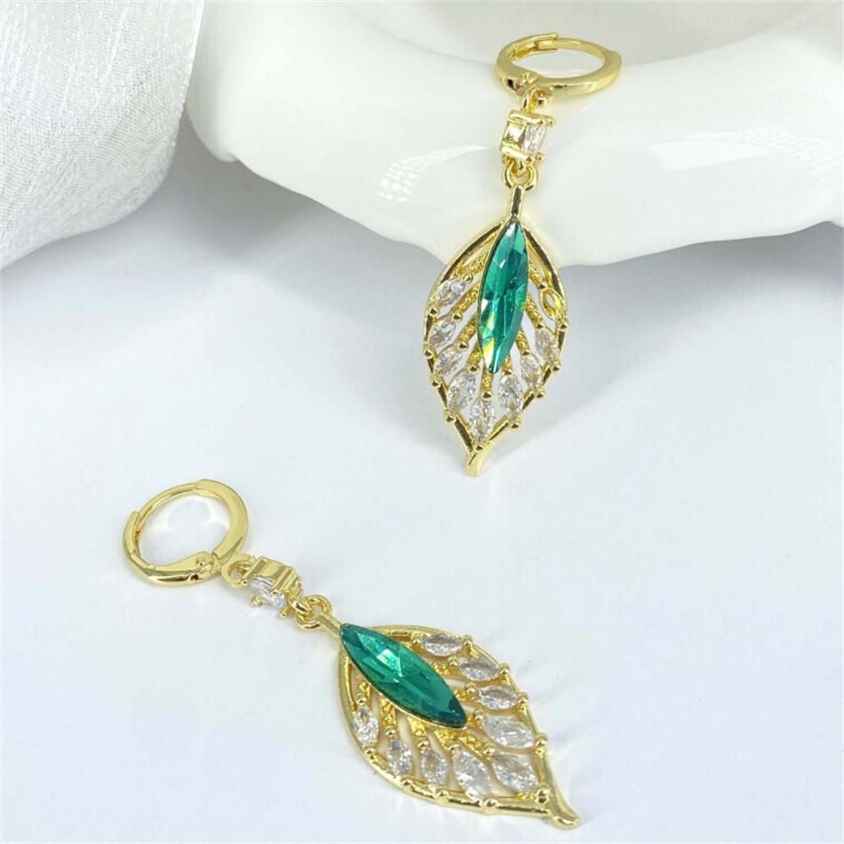 Серьги-подвески с длинными кисточками в форме листа зеленого циркония для женщин, темпераментный подарок, бижутерия, корейские ювелирные изделия, подвески, букле д'орей