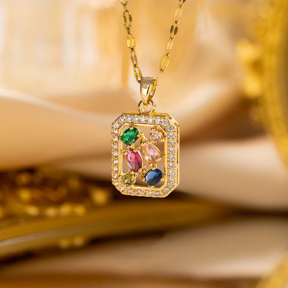 Elegant Full Zircon Copper Necklace Women Simple Exquisite Collarbone Chain Luxury Micro Inlaid Jewelry Gift