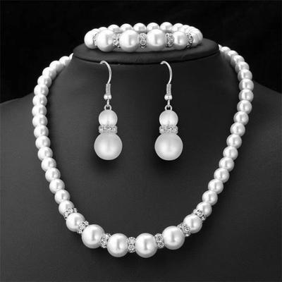 Комплект из ожерелья, браслета и сережек из искусственного жемчуга Wish Style для невест