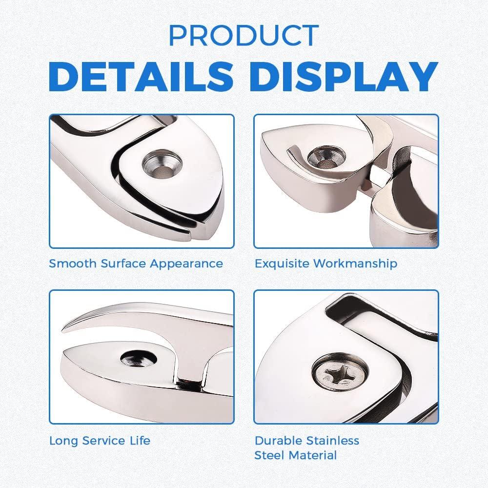 Морские складные пряжки из нержавеющей стали, 2 шт. в упаковке, откидные пряжки для швартовных тросов Морские швартовные пряжки с крепежными винтами для лодок, каяков, палубных тросов