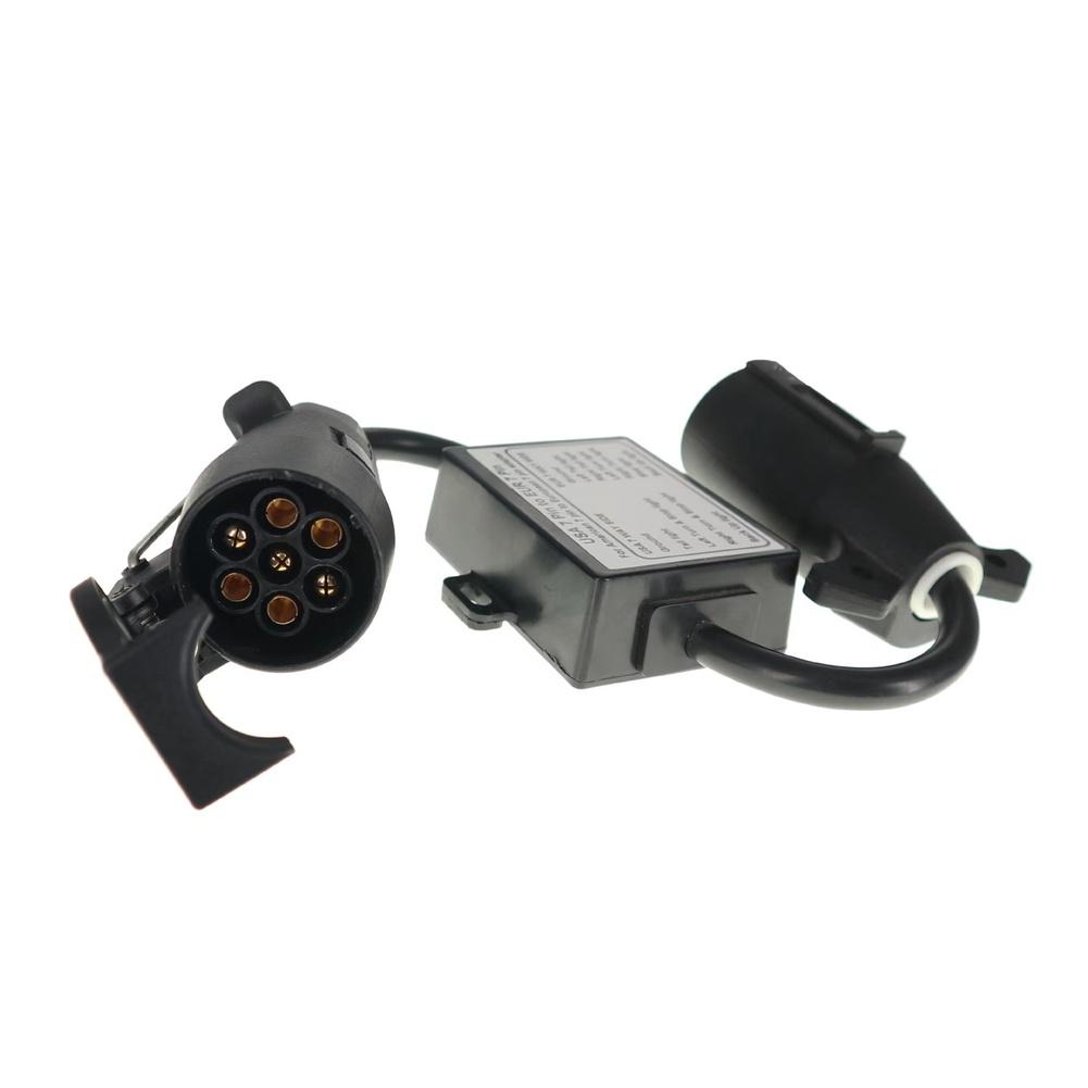 7-Way RV-Blade Socket To 7-Pin Round Connector Trailer Light Harness Connector Suitable For Caravans Boat Trailers