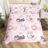 Kawaii Cat Duvet Cover Single Queen for Boys Girls Cute Kitten Pet Bedding SetMicrofiber Blue Comforter Cover with 2 Pillowcase