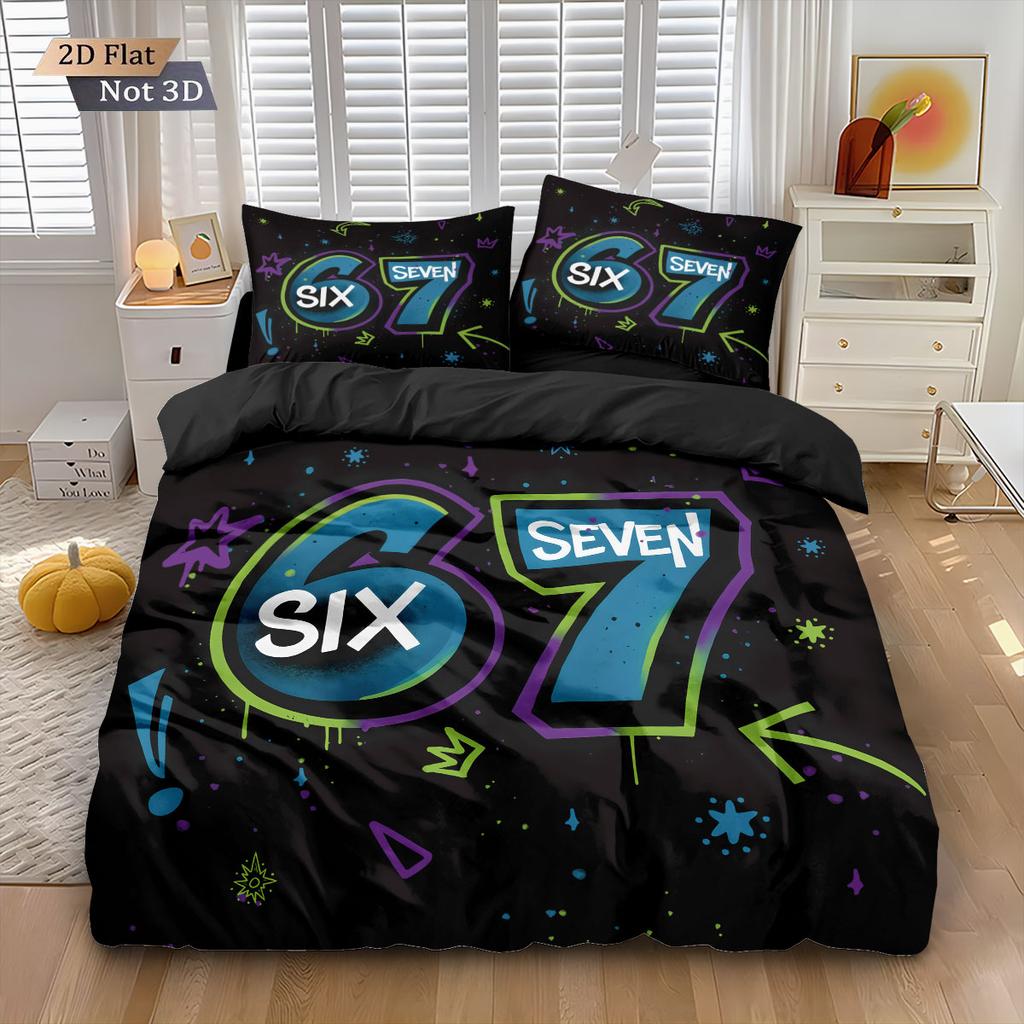 3 шт. Шесть Семь Черный Принт Без Каркаса Пуховое Одеяло Наволочка Комплект Разные Размеры Удобное Украшение Для Спальни Постельное Белье