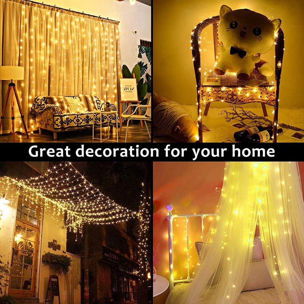 Солнечный занавес, водонепроницаемый, гирлянда на солнечных батареях, гирлянда для сада, двора, павильона, свадьбы, вечеринки, праздничного декора