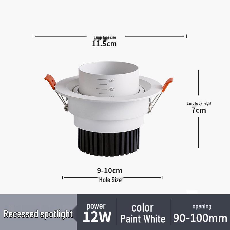 Светодиодный зумируемый встраиваемый потолочный светильник-спот на гибкой ножке для гостиной