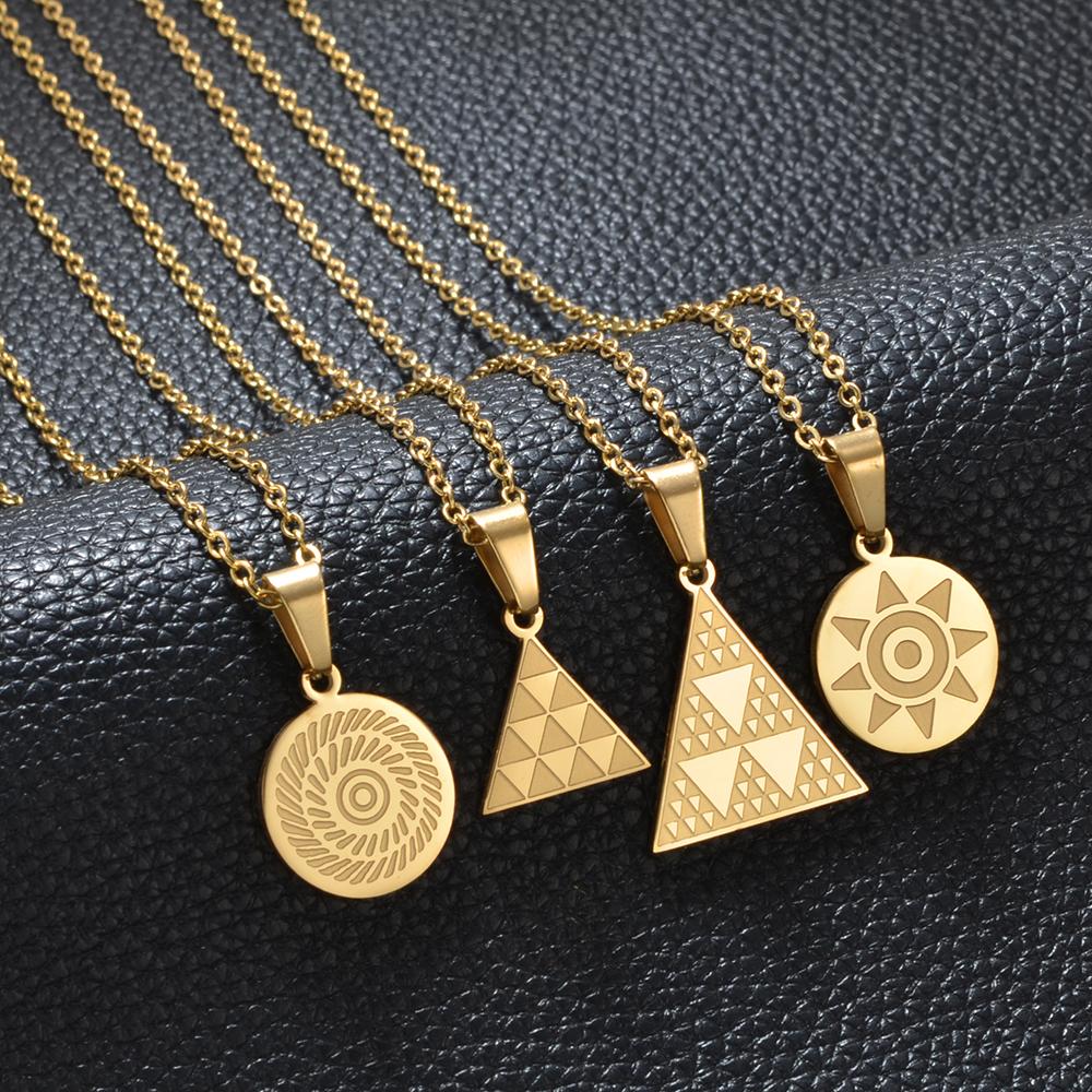 Pintadera Canaria Spain Traditional Ethnic Symbols Pendant Necklaces For Woman Jewelry #612062