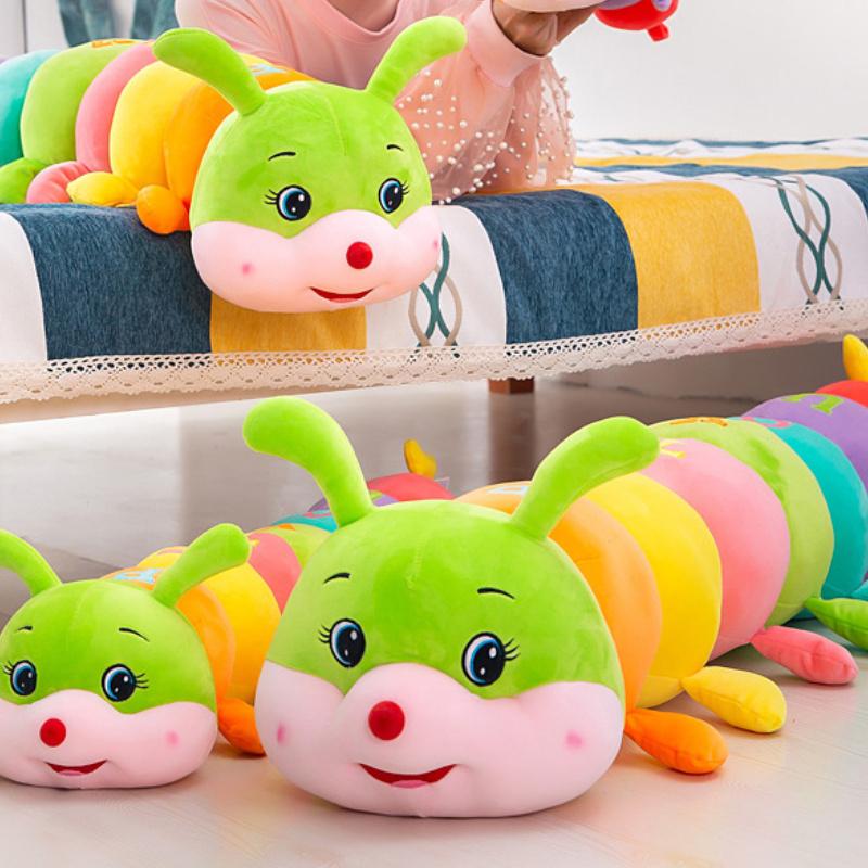 Красочный плюш для игрушки CATERPILLAR, Мягкая декоративная подушка-кукла из полиэстера, Креативный дизайн длинной полосатой гусеницы, Забавные, Мягкие буквы