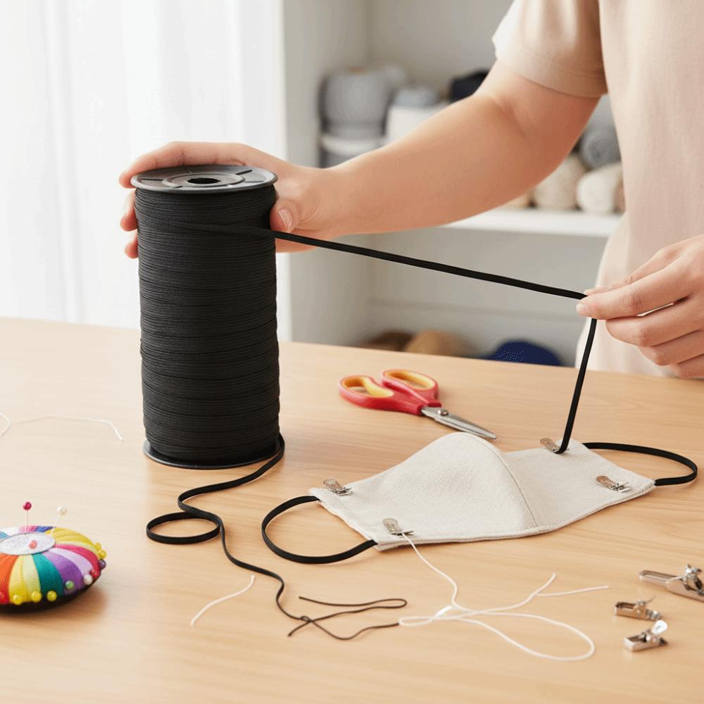 1pcs 100 Yards Length Flat Knitted Elastic White&Black Elastic Cord Rope Sewing Accessory