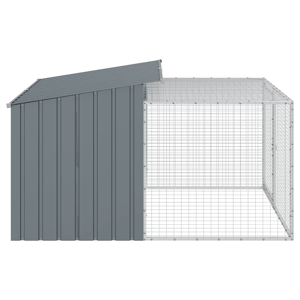 Dog House with Run Anthracite 153 x 194 x 110 cm Galvanized Steel