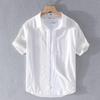 Men's Casual Short-Sleeve Cotton Linen Shirt - Japanese-Style Summer Loose Fit
