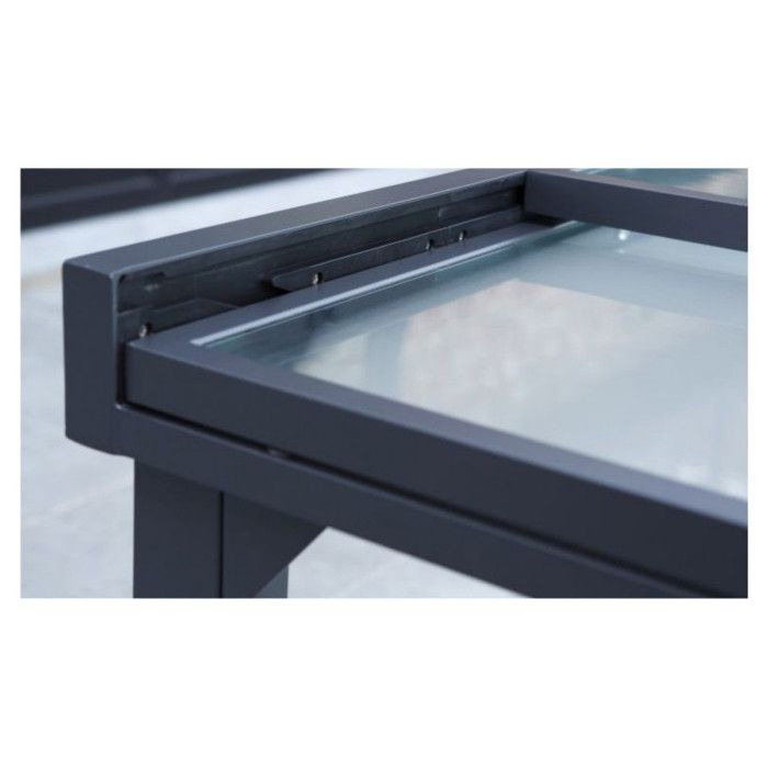 Table de jardin Modulo T 8/12 Full Verre Gris Anthracite Wilsa Garden