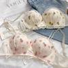 Cute Lace Push Up Bras For Girls Half Cup Wireless Underwear Backless Bras Cartoon Fruit Pattern Lingerie