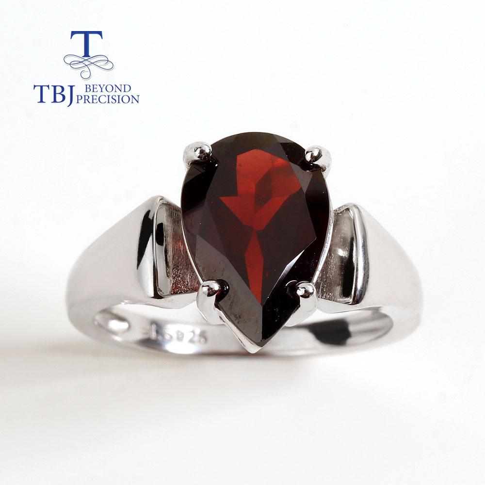 Bolaijewelry 100% натуральный красный гранат, комплект ювелирных изделий, драгоценный камень груша 8*12 мм, кольца, серьги, серебро 925 пробы, изысканные ювелирные изделия
