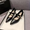 Commuting Versatile Mary Jane Shoes Women's French Beige Pointed Thick Heel One-word Buckle Not Tired Foot Shoes 2025 New