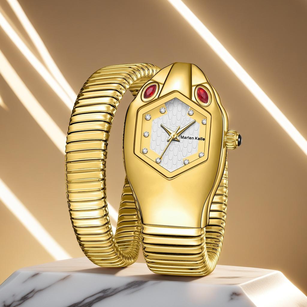 Часы Женские Роскошные Бриллиантовые Уникальной Формы Змеи Водонепроницаемые Кварцевые Женские Часы Часы