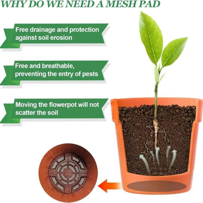 50 шт. Сетчатые подкладки для дренажных отверстий цветочных горшков Удерживают почву и обеспечивают дренаж Поддоны для растений для горшков Поддон для рассады Садовые принадлежности