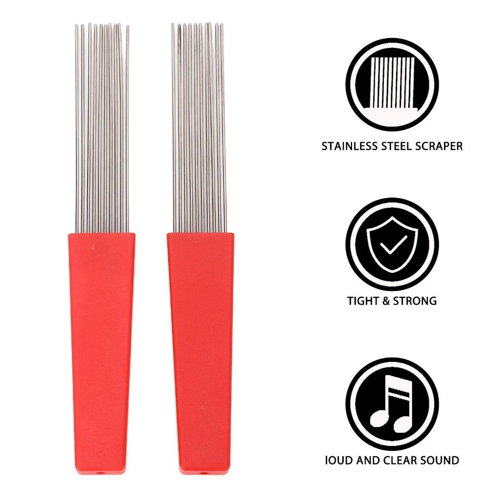 2PCS Plastic And Stainless Steel Latin Percussion Scraper For Various Percussion Instruments