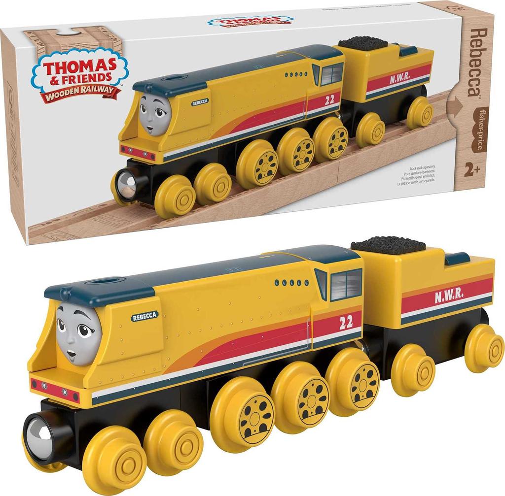 Mattel Thomas the Tank Engine Wooden Rail Series Rebecca Years Old and HBK14 (Thomas) [2 Up]