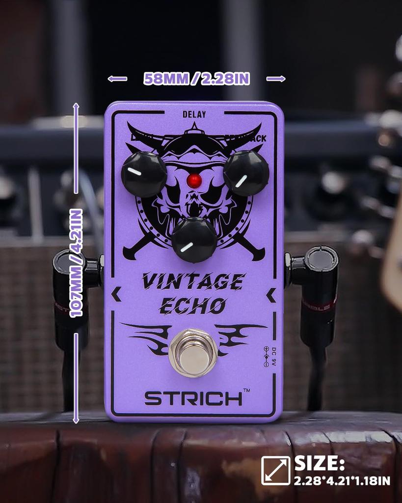 STRICH VINTAGE ECHO Delay Guitar True Bypass Analog Delay Pedal for Vintage Electric Purple Pedal, Guitars,