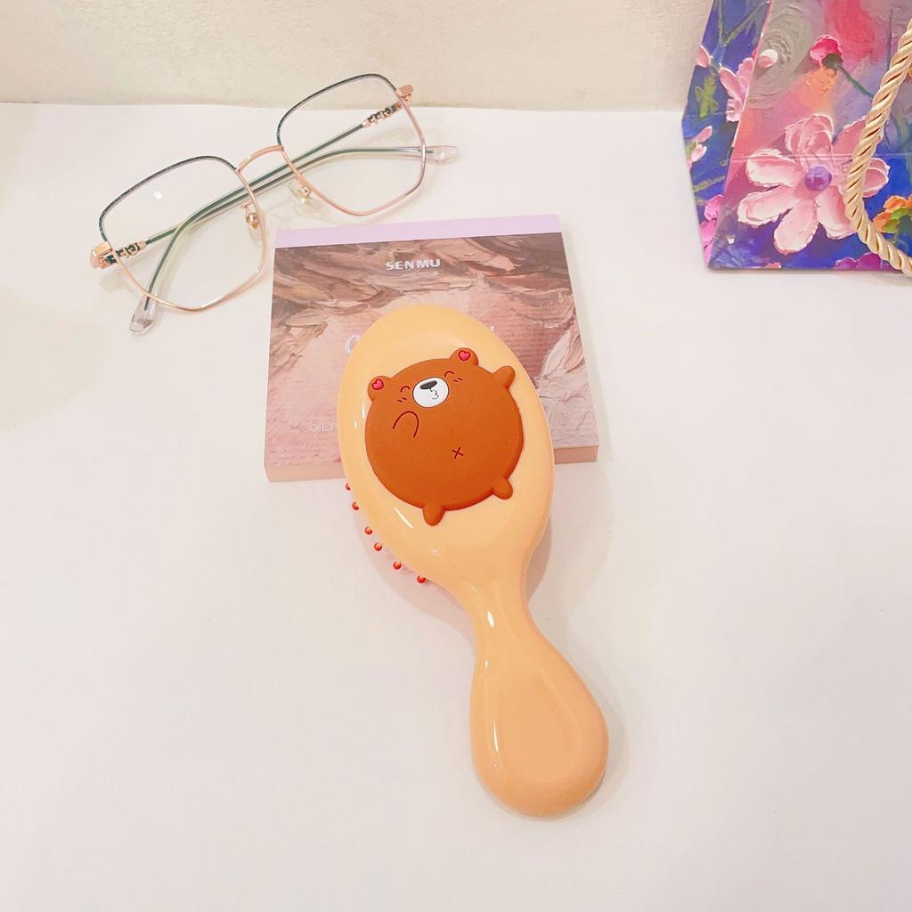 Милая мультяшная расческа с бантом на ручке для массажа кожи головы, переносная пластиковая воздушная подушка, маленькая расческа, щетка для волос с бантом, милая милая расческа