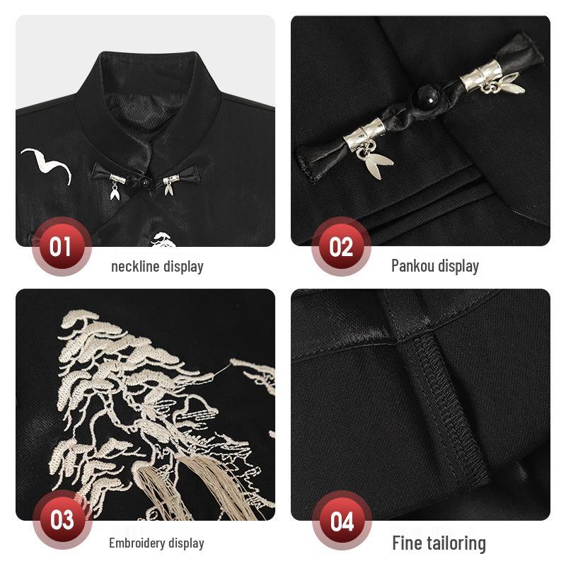 Осенний детский ханьфу костюм тан: Вышитый комплект в национальном стиле со стойкой для выступлений