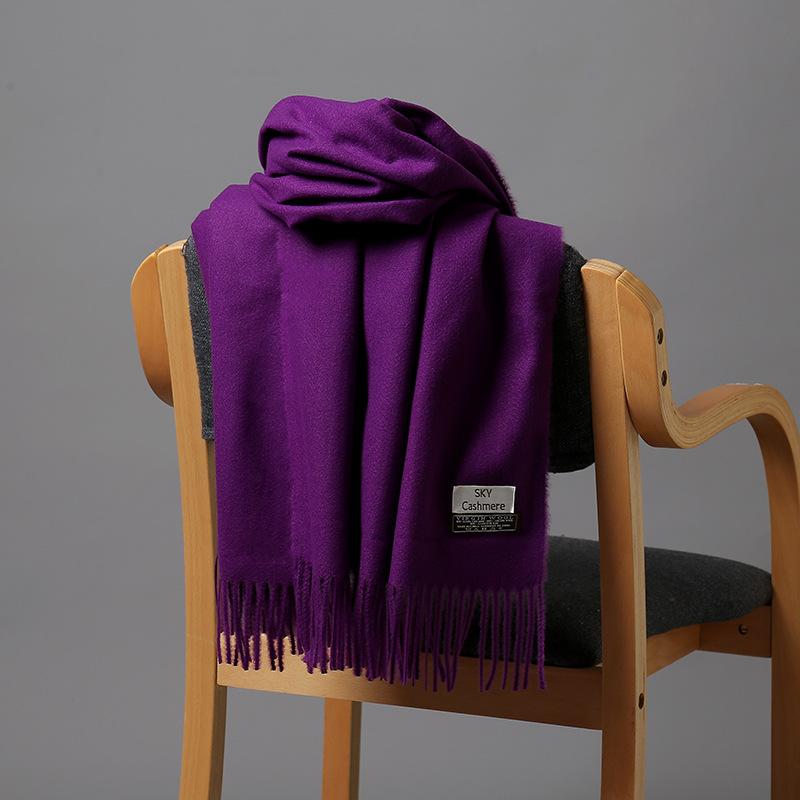 2025 New Autumn/Winter Women'S 18 Solid Color Imitation Cashmere Scarf, Single Color Thickened Warm Shawl