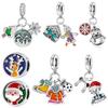 Новинка Рождественские Подвески Шармы Бусины Подходят для Браслета Бангла Ожерелья Брелока Женские Роскошные DIY Ювелирные Изделия Вечеринка Фестиваль Подарки