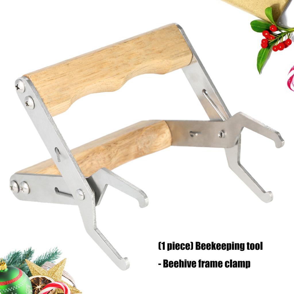 Прочный держатель рамки для улья из нержавеющей стали с эргономичной деревянной ручкой для безопасности и комфорта пчеловодства