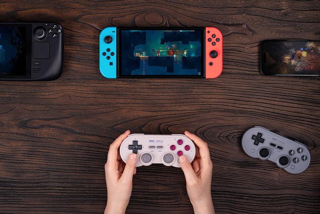 Джойстик с эффектом Холла 8BitDo SN30 Pro Bluetooth, совместимый с контроллером Steam Deck Raspberry Pi, обновлением, коммутатором, ПК, MacOS, Android и т. д. (Серый)