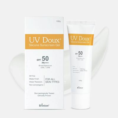 Солнцезащитный гель для лица и тела UV Doux SPF 50 PA+++ | Матовый, безмасляный, водостойкий | Защита от UVA/UVB-лучей | Для всех типов кожи | 100 г