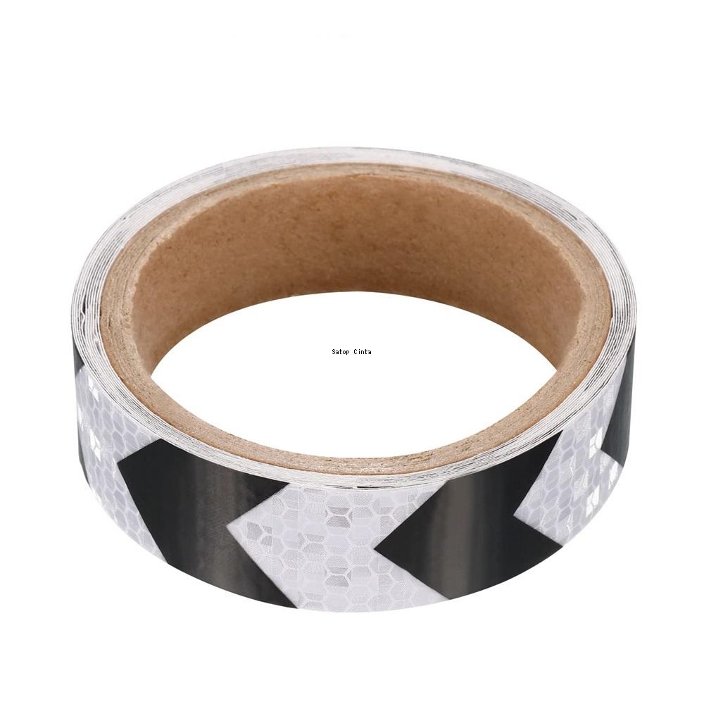25mm*5m Arrow Reflective Stickers Waterproof Adhesive High Visibility White-Black Warning Safety Tape Reflectors For Bicycle Car