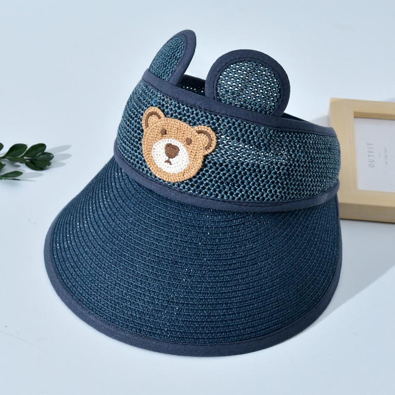Summer Kid Breathable Sun Hat Wide Brim Cartoon Bear Sunshade Outdoor Activities