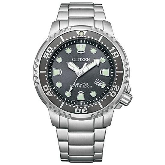 Наручные часы CITIZEN PROMASTER BN0167-50H Eco-Drive Дайверские Водонепроницаемые 200м Мужские Серебристо-серые Люминесцентные Легко читаемые