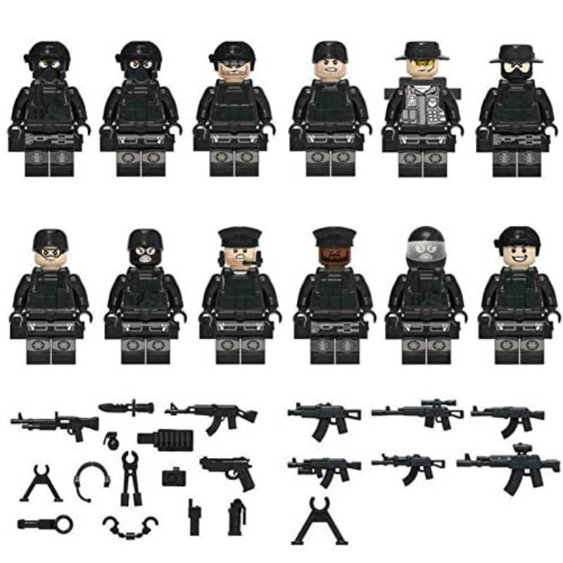 Moc Набор военных строительных блоков Черный Спецназ Джип с мелкими деталями для сборки Игрушка в пакете)