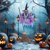 Halloween Witch Decoration Outdoor Large Flying Witch with Scary Sounds Lights Spooky Floating Witch with Broom for Garden Yard Lawn