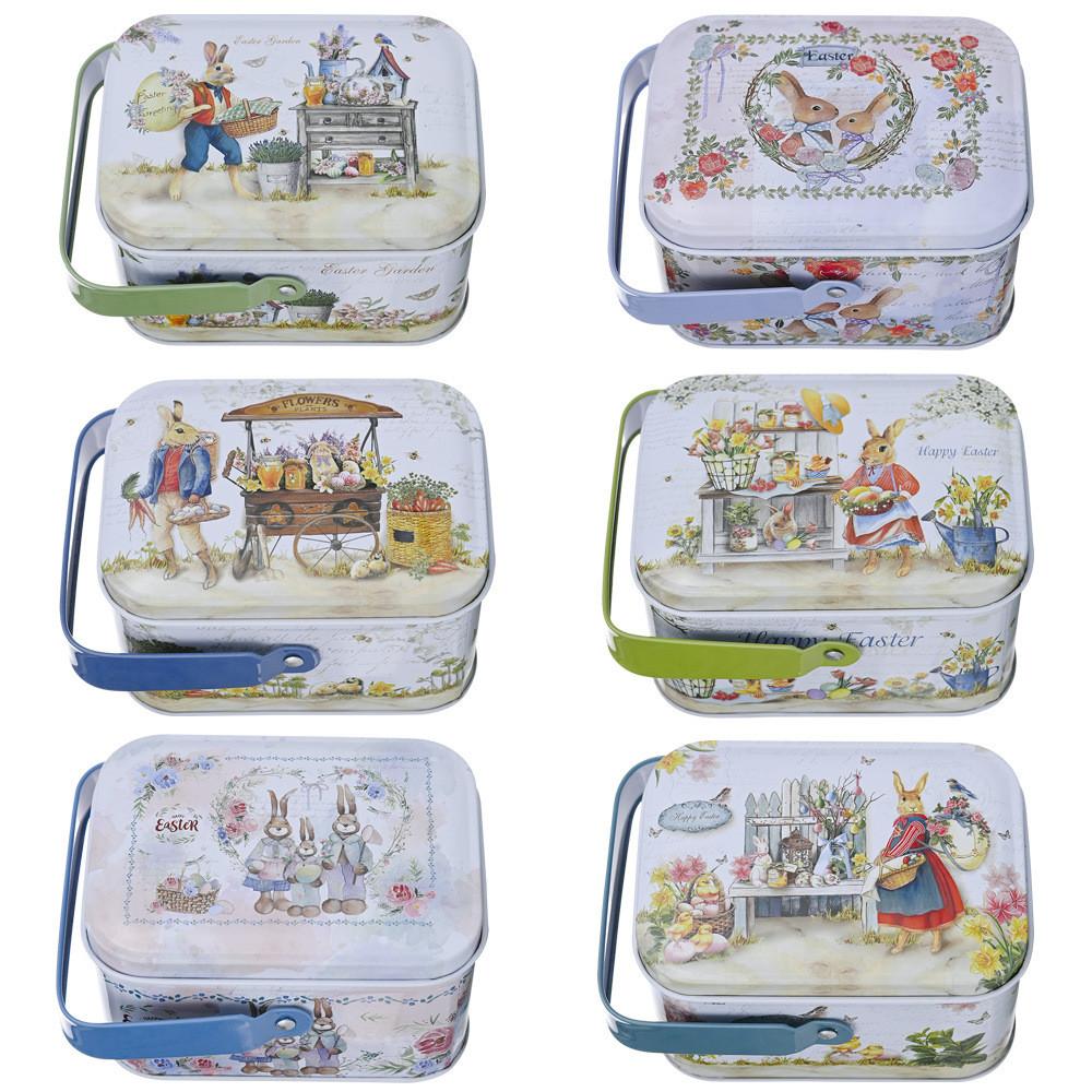 Cheerful Easter Bunny Biscuit Box Stylish Tin For Treats Ideal For Kids Gifts
