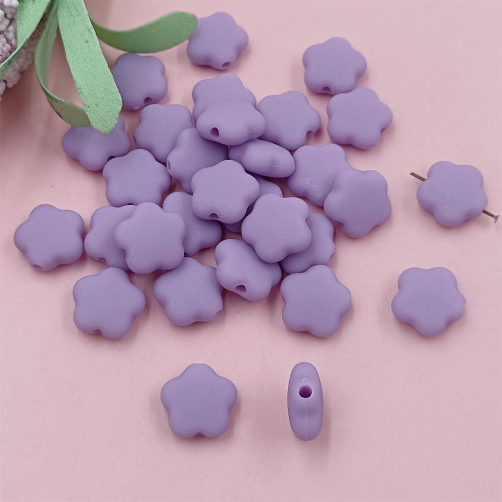 Home Party Supplies DIY 15*7mm Fashion Jewelry Making Bracelets Necklace 10 Colors 30PCS Rubber Flowers Beads Loose Beads