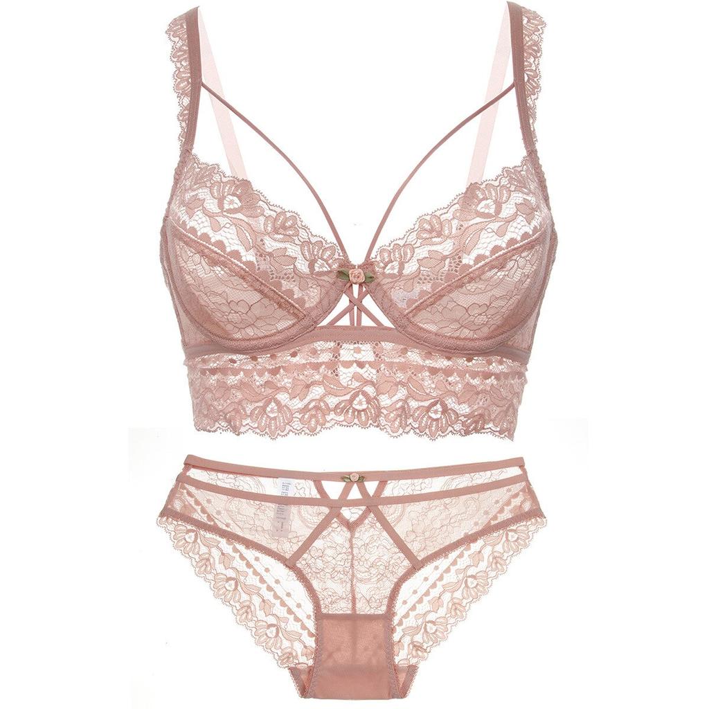 Hot Sale Sexy Ultra-thin Cup Bralette Lace High-end Embroidery Push Up Bra Set Classic Hollow Women Underwear Plus Size Lingerie