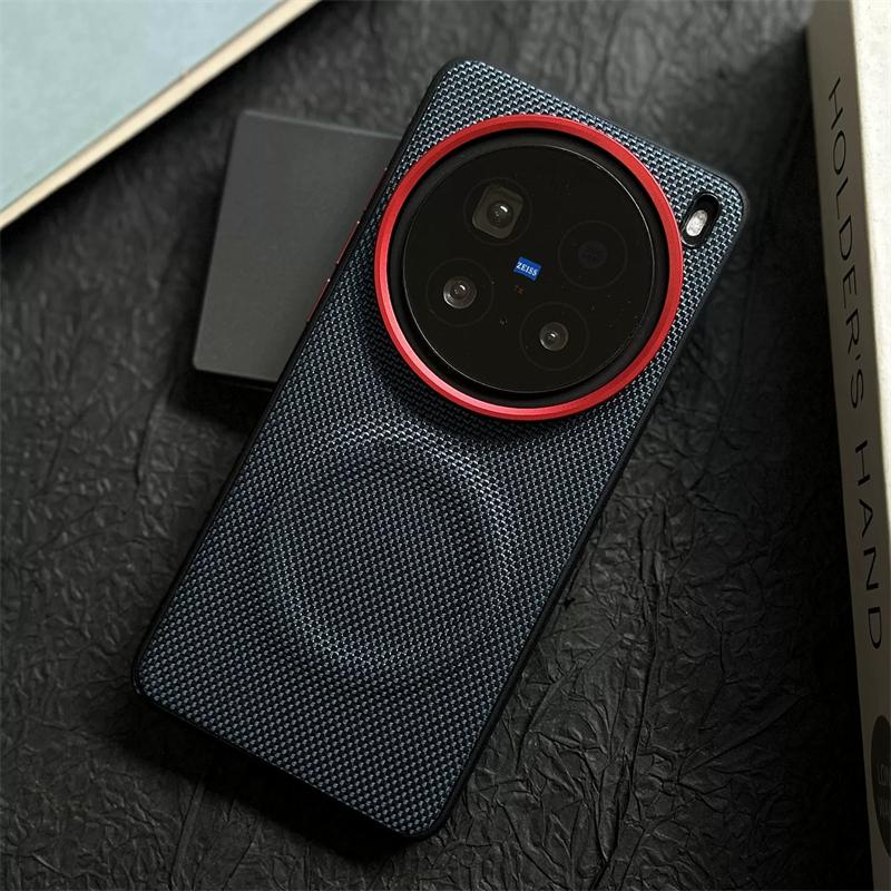 Бизнес-чехол из тканого материала с магнитом для VIVO X300 Ultra X200 Pro Mini X200s, совместимый с MagSafe, с защитой объектива из сплава, противоударный чехол-защита