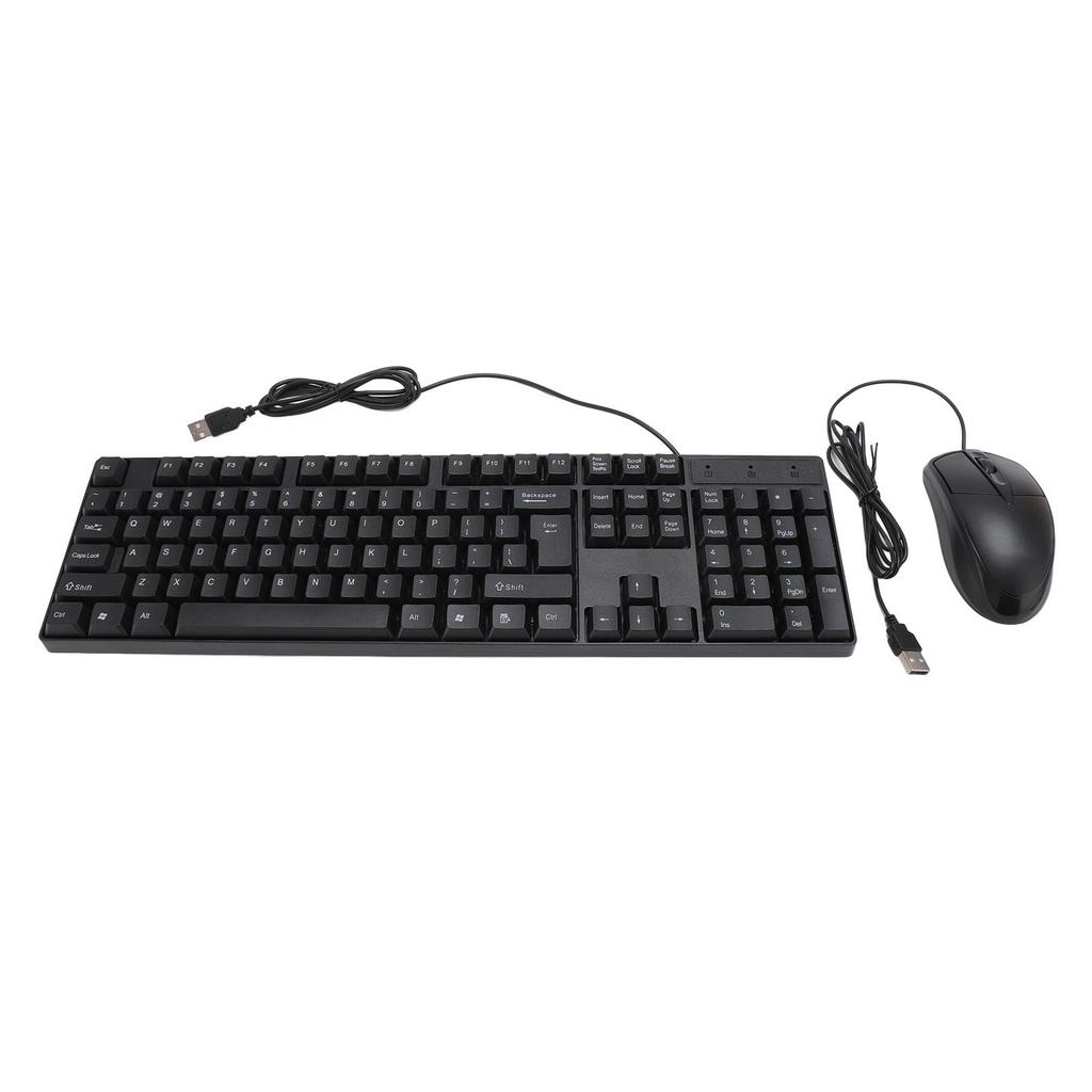 Wired USB Keyboard Mouse Set Ergonomic 104 Keys Keyboard Comfortable Grip Mouse for Game Business