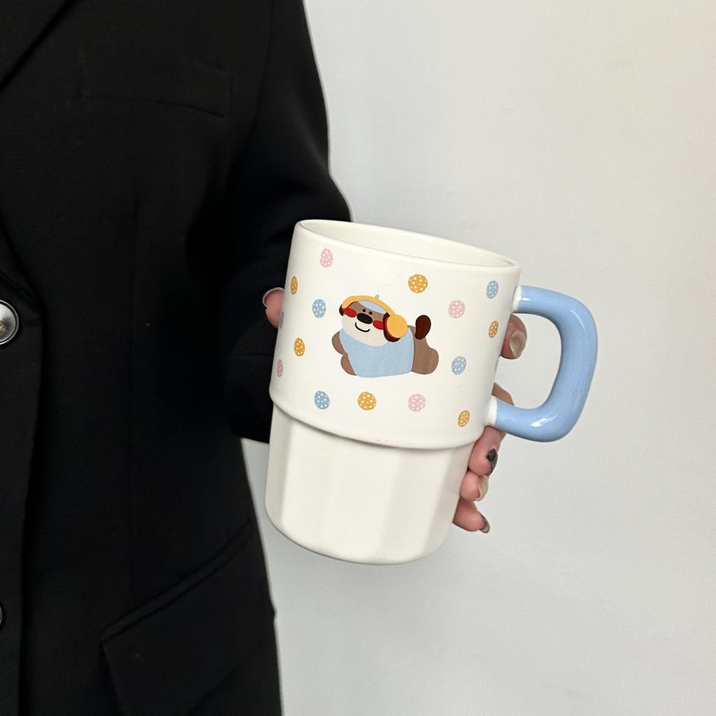 Милая кукла-щенок в форме польки, соломенная чашка, керамическая кружка с крышкой, парная чашка для воды, практичный подарок на день рождения для девочек