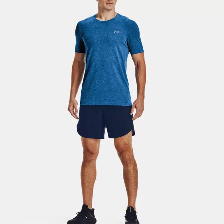 Under Armour Мужская спортивная футболка с однотонным логотипом Rush Series, синяя 1370441-899