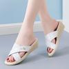 Summer Women Comfort Leather Slippers Non -Slip Outdoor Flat Wedge Beach Sandals Fashion Casual Shoes Ladies Paltform Slides
