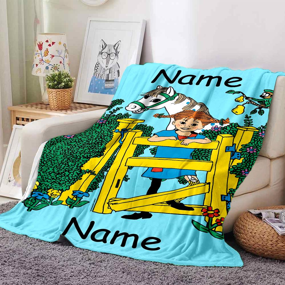 Custom Name Pippi Theme Printed Blanket Perfect For Couch Bed Travel Outdoor Use Machine Washable Cozy Durable