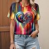 Summer Round Neck 3D Love Print T-shirts Fashionable Casual Short Sleeved Women's T-shirts