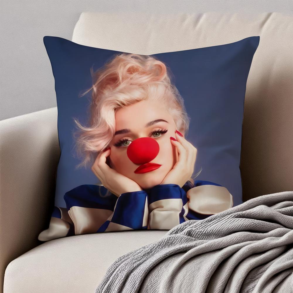 Colorful Popsavvy Singer KKaty Perry Cushion Cover Pillowcase Antidustmite Invisible Zipper Short Plush Sofa Cushion