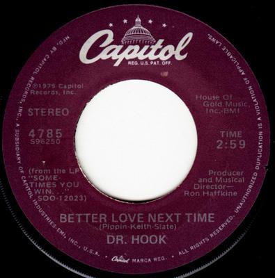 7-дюймовый рекорд DR. КРЮЧОК Better Love Next Time 4785 Capitol Records 1979 США Рок Б/у