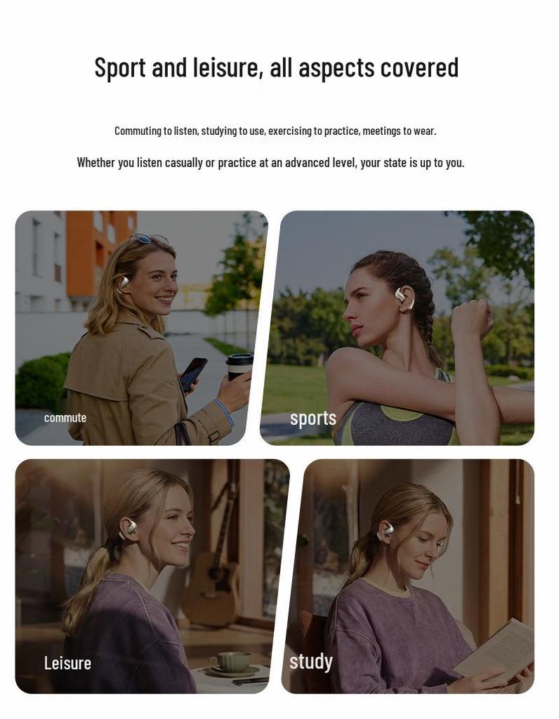 T30 Беспроводные Bluetooth Спортивные Наушники с Заушиной, Шумоподавлением, Длительным Сроком Работы от Батареи, Одноухий Дизайн